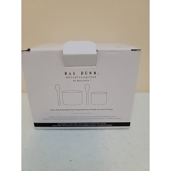 New Rae Dunn White Salsa and Guacamole Guac Bowl Set Artisan Magenta Ceramic FSh - Picture 11 of 11